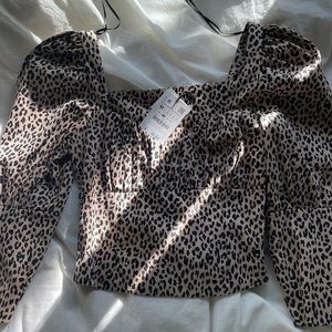 NWT Zara cheetah blouse top